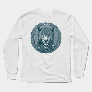 Monochrome Mountain Lion Portrait Long Sleeve T-Shirt